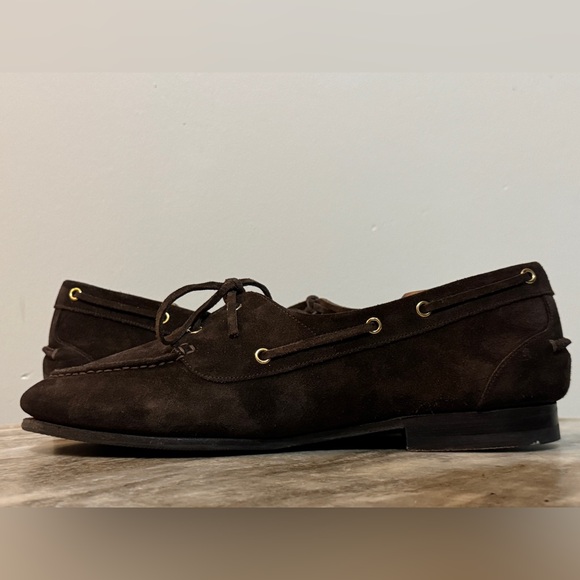 BALLY PATHY PLUME BROWN SUEDE BOAT SHOES 10 US $720 MOCCASINS FLATS